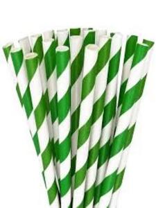 Slamky papierové bielo-zelené 100ks pr8mm 197mm Green Tree - FOOD LOGISTIC