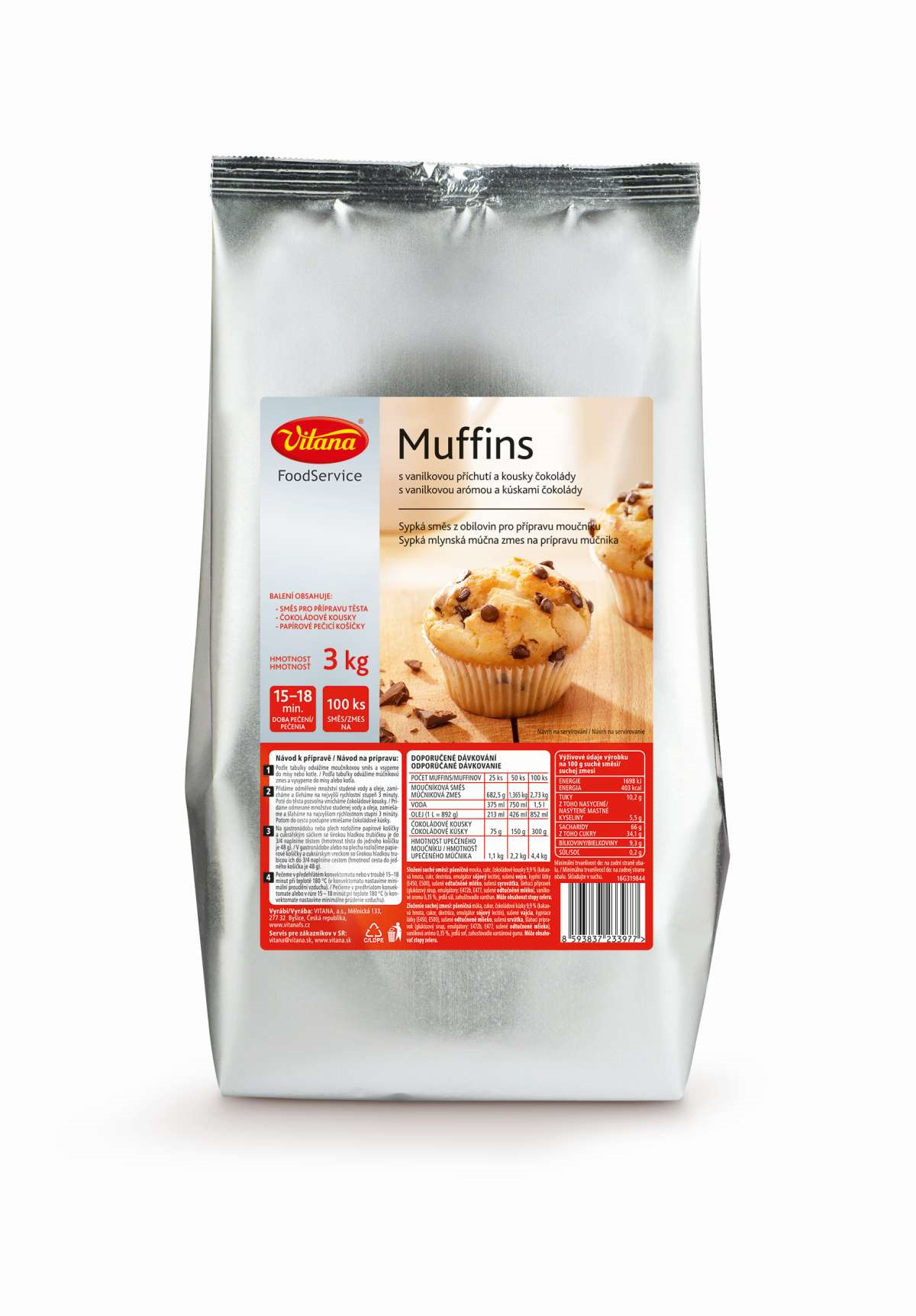Muffins s kuskami čokolády 3,03kg