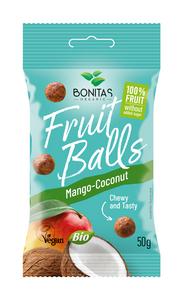 BIO Fruits Balls - ovocné guličky mango, kokos 50g BONITAS - Mišove maškrty FOOD LOGISTIC