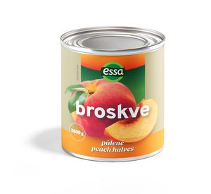Kompót Broskyne polené lúpané 2600g /PP1500g/ Grécko plech Essa - Novinky FOOD LOGISTIC