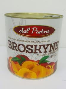 Kompót Broskyne polené lúpané 2650g /PP 1500g/ Bel Sun - alamáda Dunajská 720ml, 620g /PP380g/ sklo Ady