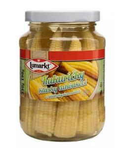 Kukurica klásky sterilizovaná v sladkokyslom náleve 330g /PP190/ sklo Lumarkt - FOOD LOGISTIC