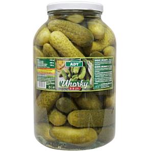 Uhorky 6-9cm 3720ml, 3500g /PP1750g/ sklo Ady - irup jahoda 33% 0,7 sklo Natur Farm