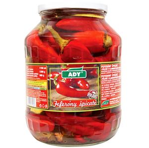 Feferóny špicaté 1700ml, 1300g /PP580g/ sklo Ady - eferóny guľaté 720ml, 610g /PP300g/ sklo Ady