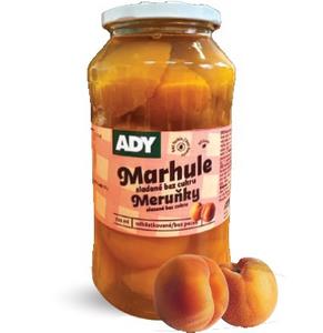 Kompót marhuľový delený DIA 720ml, 660g /PP330g/ sklo Ady - livy čierne krájané 3000g /PP 1560g/ plech Bassta
