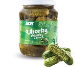 Uhorky 5-8cm 720ml, 660g /PP330g/ sklo Ady - horky sterilizované 9-12cm 3500g /PP 1800g/ GaSe