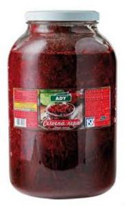 Repa červená - cvikla jemné rezy 3720ml, 3400g /PP1800g/ sklo Ady - hilli papričky 105g sklo Hamé-Orkla