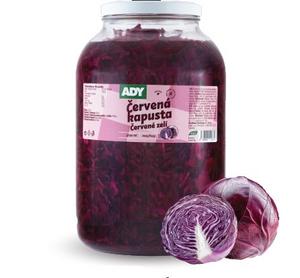 Kapusta červená sterilizovaná 3720ml, 3300g /PP1900g/ sklo Ady - ompót Marhule polené lúpané 820g /PP 480g/ plech Bassta