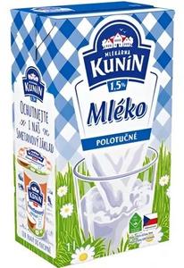 Mlieko trv. polotučné 1,5% 1l Kunín - FOOD LOGISTIC