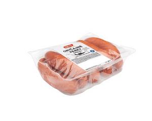 CHL Párky bravčové obyčajné 45% cca. 1,4kg /VÁHA/ Mecom - dená klobása  Domaca VB/cca 1kg/