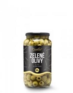 Olivy zelené bez kôstky 935g /PP 454g/ sklo Bassta - truky fazuľové žlté 3500g /PP 1750g/ sklo Znojmia