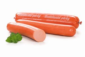 Párky Bratislavské G /VÁHA cca 1kg/ bezlepkové - lanina anglická plátky 1kg OA Mecom